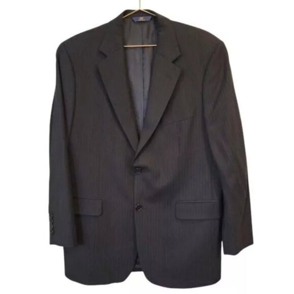 346 Brooks Brothers Wool Blend Pin Striped Blazer Jacket Black